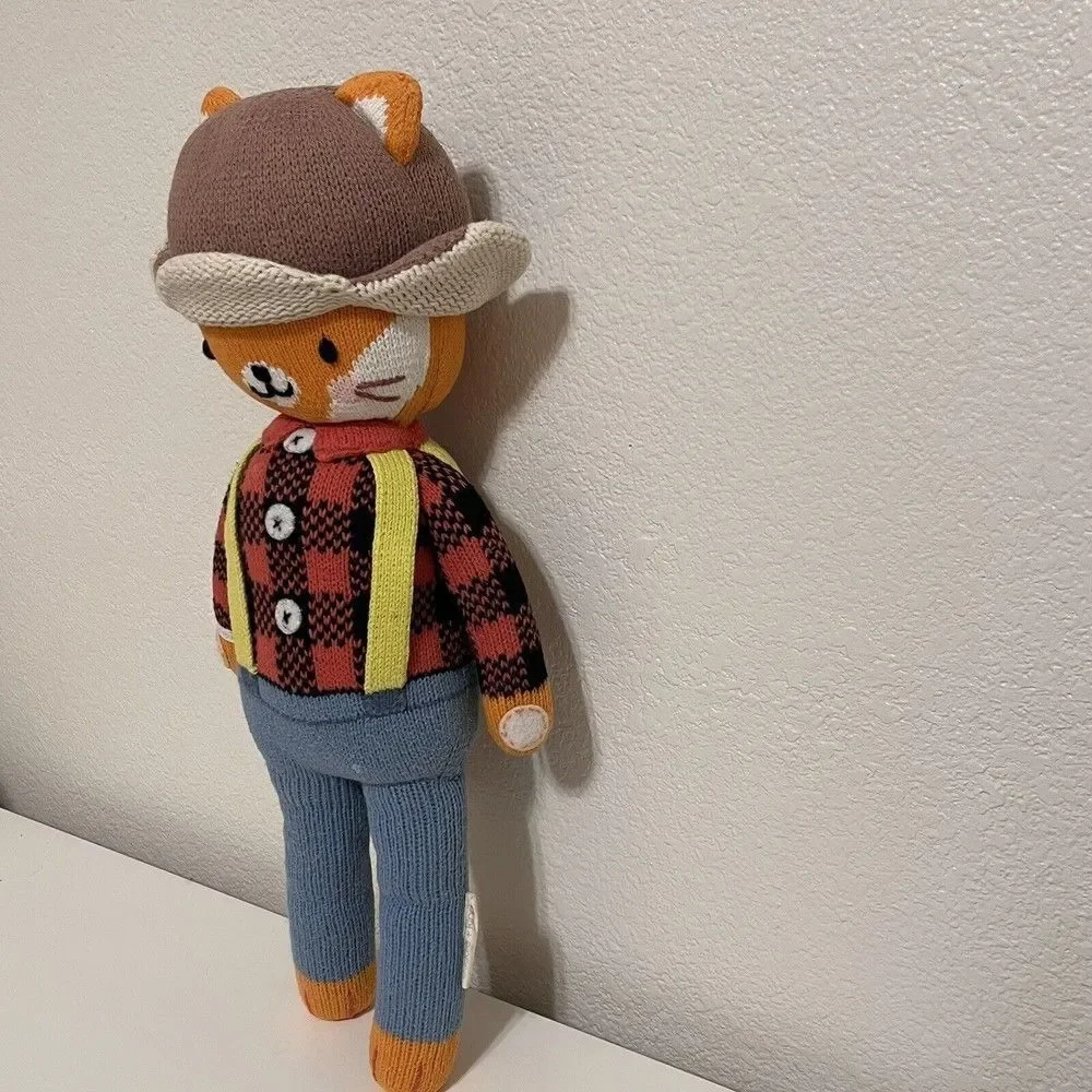 Cuddle + Kind Wyatt the Fox Plush Knit Handmade Doll Stuffed Animal 20